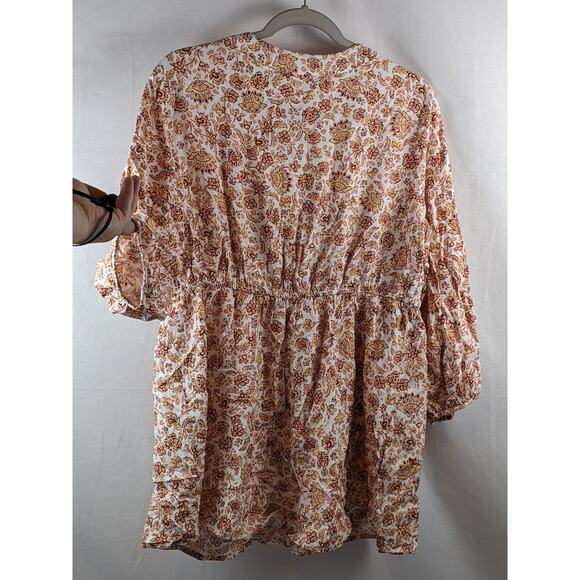 3/4 Sleeve Peasant Woven Maternity Blouse Ingrid &‎ Isabel Floral Career Tie XS - Picture 4 of 8